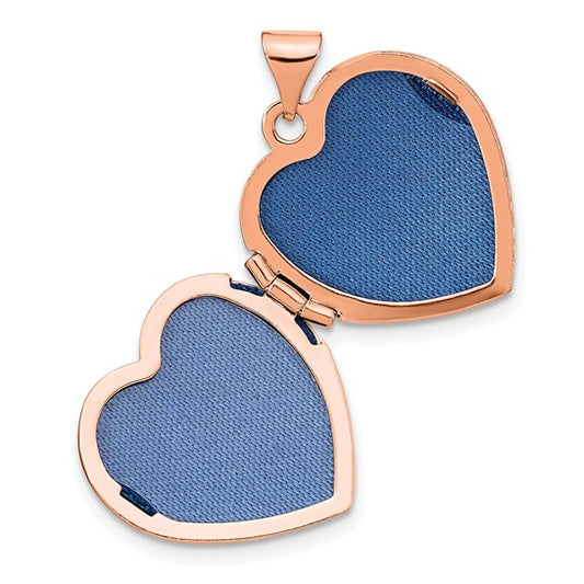 Sterling Silver Rose / Rhodium-plated Heart 18mm Locket w Diamond