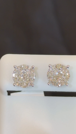 10K WHITE GOLD 1.15 CARAT NATURAL DIAMONDS 8 MM EARRING STUDS