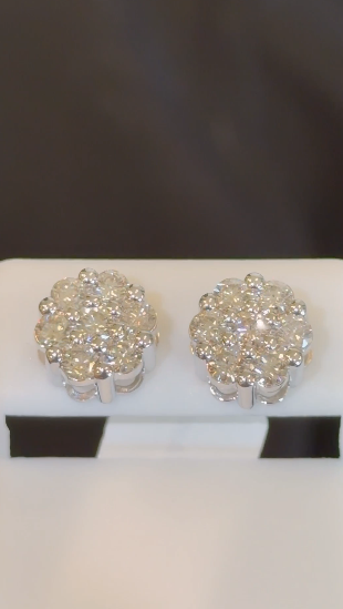 10K WHITE GOLD 1.75 CARAT NATURAL DIAMONDS 10 MM EARRING STUDS