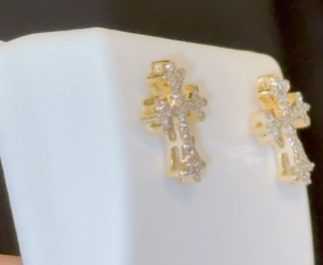 10K YELLOW GOLD .45 CARAT 10 MM 100% GENUINE DIAMONDS MENS/WOMENS EARRING STUDS