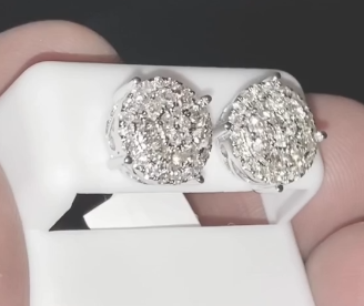 10K WHITE GOLD 1.15 CARAT MENS/WOMENS 10MM REAL GENUINE DIAMONDS EARRING STUDS