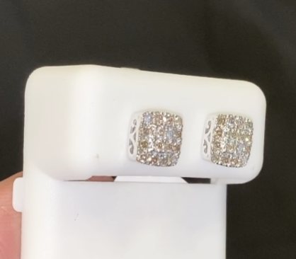 10K WHITE GOLD .65 CARAT MENS WOMENS 7 MM 100% GENUINE DIAMONDS EARRING STUDS