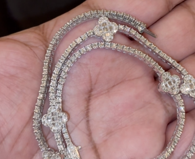 10K WHITE GOLD 2.50 CARAT REAL DIAMOND 9 MM 18 INCHES 22.42 GRAM GOLD CHAIN NECKLACE