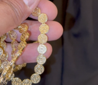 2.25 CARAT NATURAL DIAMONDS STERLING SILVER GOLD PLATED 41.18 GRAMS 22 INCHES 8 MM CHAIN NECKLACE