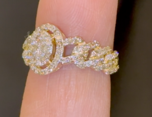 1.25 CARAT NATURAL DIAMONDS STERLING SILVER GOLD PLATED ENGAGEMENT BRIDAL WEDDING RING