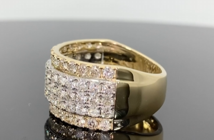 10K YELLOW GOLD 3.75 CARAT MENS REAL DIAMOND ENGAGEMENT WEDDING PINKY RING BAND