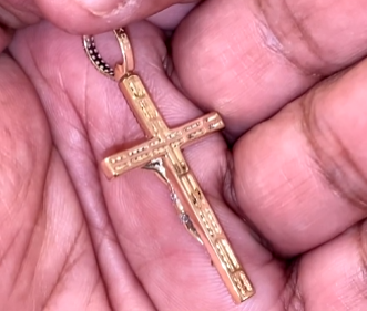10K YELLOW GOLD .75 CARAT 1.75 INCHES REAL DIAMOND CROSS PENDANT CHARM CROSS