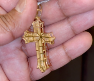 10K YELLOW GOLD .60 CARAT NATURAL DIAMONDS 2 INCHES CROSS PENDANT CHARM