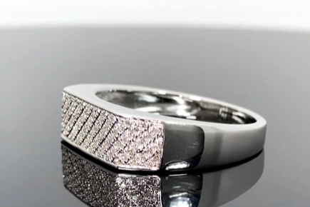 .35 CARAT MENS STERLING SILVER NATURAL DIAMOND ENGAGEMENT WEDDING PINKY RING