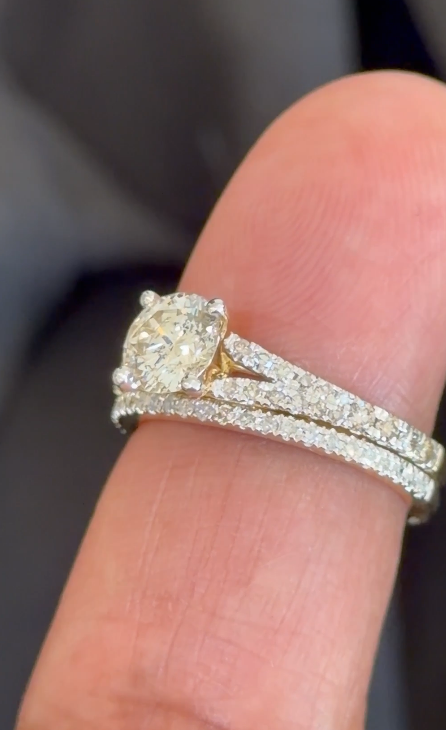 14K YELLOW GOLD 1.50 CARAT NATURAL DIAMOND CENTER .94 CARAT ENGAGEMENT RING WEDDING BAND BRIDAL SET