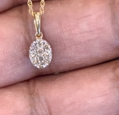 10K YELLOW GOLD .30 CARAT REAL DIAMOND PENDANT NECKLACE WITH GOLD CHAIN