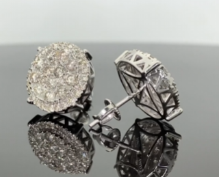 10K WHITE GOLD 2.25 CARAT MENS WOMENS 14 mm 100% GENUINE DIAMONDS EARRING STUDS
