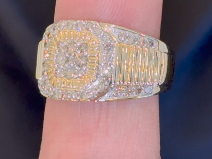 10K YELLOW GOLD 1.25 CARAT MENS REAL DIAMOND ENGAGEMENT WEDDING PINKY RING BAND
