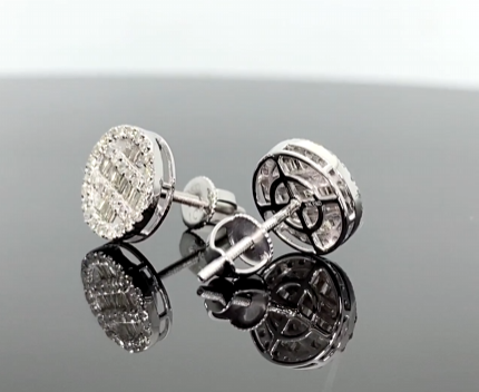 10K WHITE GOLD .60 CARAT 9 mm MENS WOMENS 100% GENUINE DIAMONDS EARRING STUDS