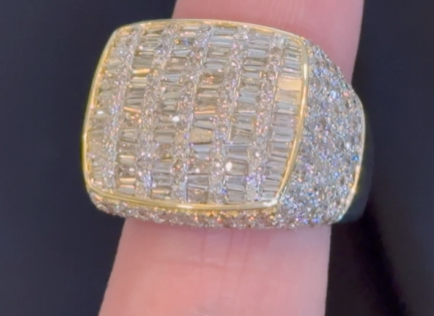 10K SOLID YELLOW GOLD 5.50 CARAT REAL DIAMOND ENGAGEMENT RING WEDDING PINKY BAND