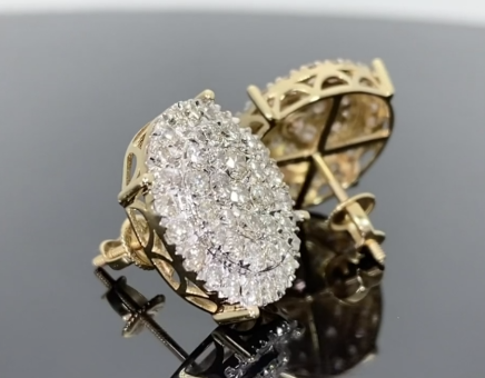 10K YELLOW GOLD 3 CARAT MENS WOMENS 16 MM 100% GENUINE DIAMONDS EARRING STUDS