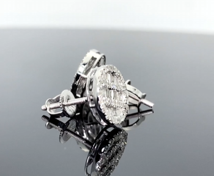 10K WHITE GOLD .60 CARAT 9 mm MENS WOMENS 100% GENUINE DIAMONDS EARRING STUDS