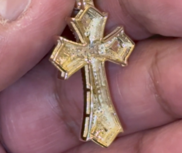 10K YELLOW GOLD .40 CARAT 1.50 INCHES NATURAL DIAMOND CROSS PENDANT CHARM