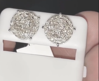 10K WHITE GOLD 1.15 CARAT MENS/WOMENS 10MM REAL GENUINE DIAMONDS EARRING STUDS