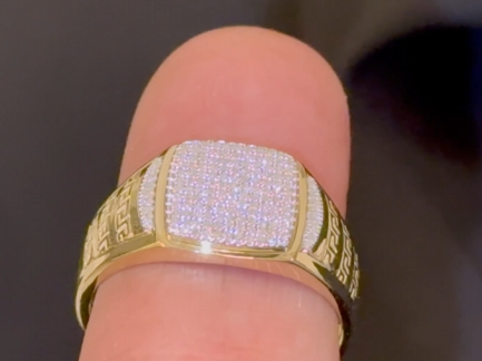 10K SOLID YELLOW GOLD .20 CARAT NATURAL DIAMOND ENGAGEMENT RING WEDDING PINKY BAND