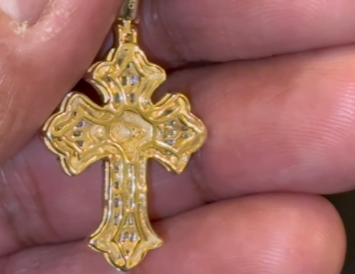 10K YELLOW GOLD .75 CARAT 1.50 INCHES NATURAL DIAMOND CROSS PENDANT CHARM