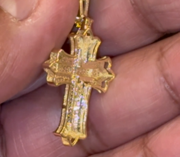 10K YELLOW GOLD .50 CARAT 1.50 INCHES NATURAL DIAMOND CROSS PENDANT CHARM