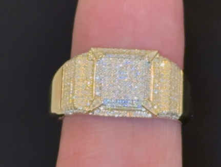 10K SOLID YELLOW GOLD .35 CARAT NATURAL DIAMOND ENGAGEMENT RING WEDDING PINKY BAND