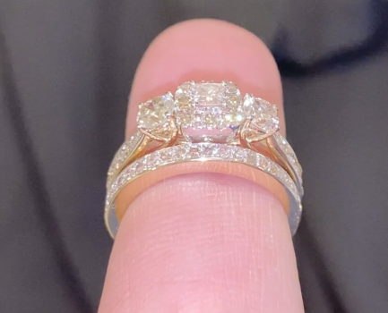 10K YELLOW WHITE GOLD 1.25 CARAT WOMEN PRINCESS DIAMOND ENGAGEMENT RING WEDDING BAND BRIDAL SET