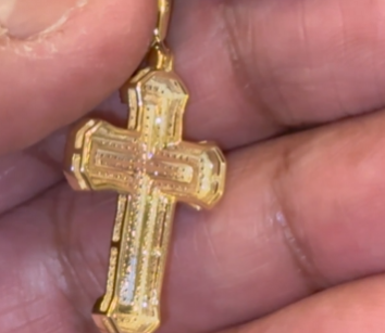 10K YELLOW GOLD .50 CARAT 1.50 INCHES NATURAL DIAMOND CROSS PENDANT CHARM