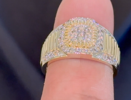 10K YELLOW GOLD 1.25 CARAT MENS REAL DIAMOND ENGAGEMENT WEDDING PINKY RING BAND