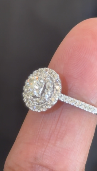 10K WHITE GOLD 1.25 CARAT NATURAL DIAMOND .50 CARAT CENTER ENGAGEMENT RING WEDDING RING BRIDAL