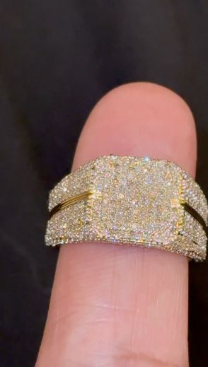10K YELLOW GOLD 1.85 CARAT NATURAL DIAMOND ENGAGEMENT RING WEDDING PINKY BAND