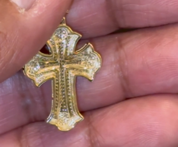 10K YELLOW GOLD .60 CARAT 1.50 INCHES NATURAL DIAMOND CROSS PENDANT CHARM