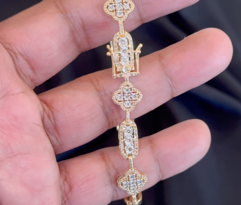 10K YELLOW GOLD 2.25 CARAT NATURAL DIAMOND 12.43 GRAMS 7 INCHES 10 MM WOMEN BRACELET