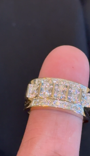 10K YELLOW GOLD 1.25 CARAT NATURAL DIAMOND ENGAGEMENT RING WEDDING PINKY BAND