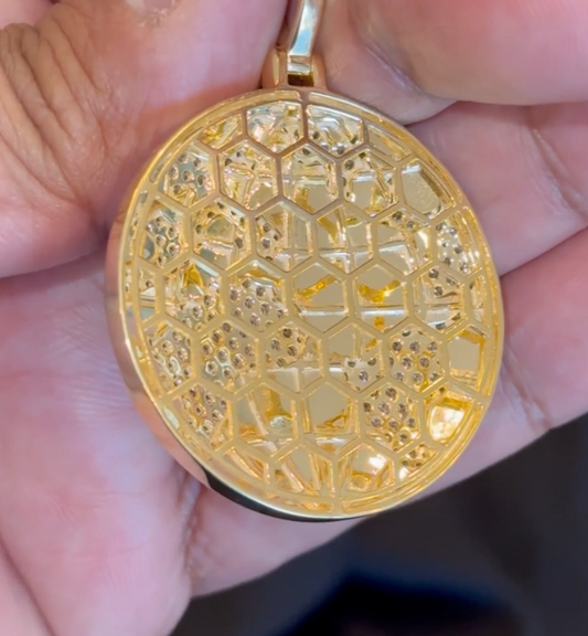 10K YELLOW GOLD 3.50 CARAT 2 INCHES NATURAL DIAMOND GLOBE PENDANT CHARM