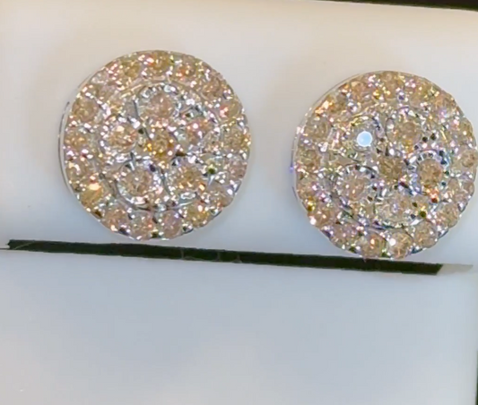 10K WHITE GOLD .85 CARAT MENS WOMENS 10 MM 100% GENUINE DIAMONDS EARRING STUDS