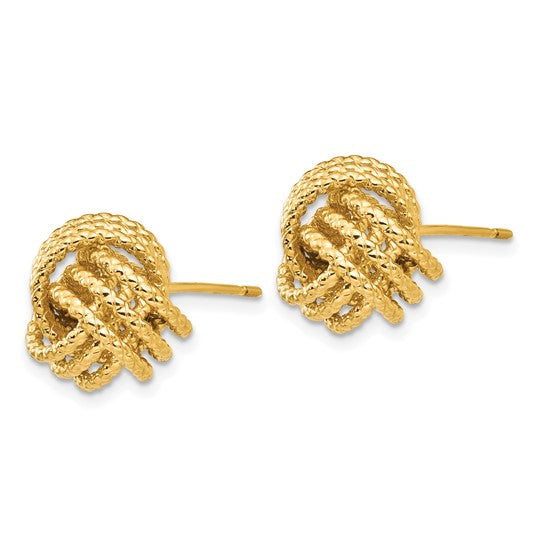 14k Polished and Twisted Love Knot Post Earrings