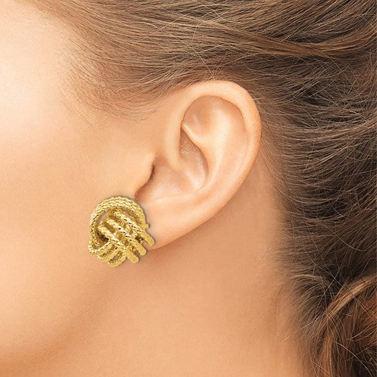 14k Polished and Twisted Love Knot Post Earrings