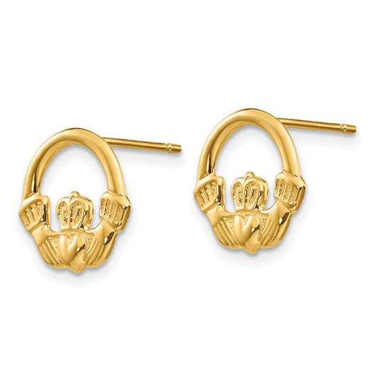 14k Claddagh Post Earrings