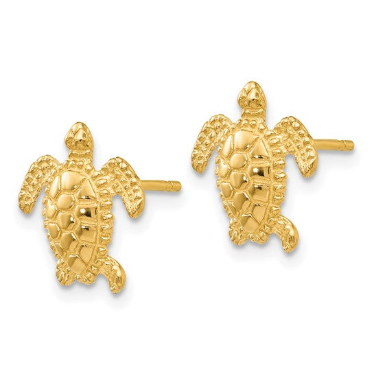 14k Sea Turtle Post Earring
