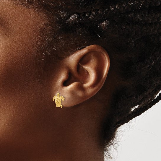 14k Sea Turtle Post Earring