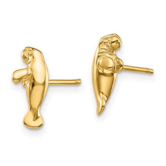 14k Mini Manatee Post Earrings