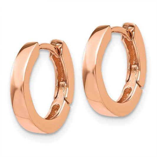 14k Rose Gold Round Hinged Hoop Earrings