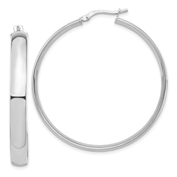 14k White Gold High Polished 5mm Hoop Earrings