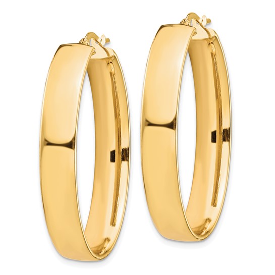 14k High Polished 7mm Oval Hoop Earrings