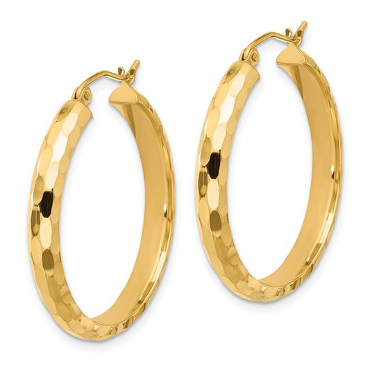 14k Diamond-cut Hoop Earrings