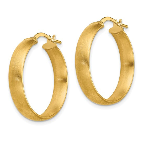 14K Medium x5mm Satin Hoop Earrings