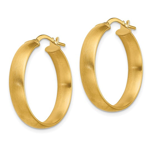 14K Medium x5mm Satin Hoop Earrings