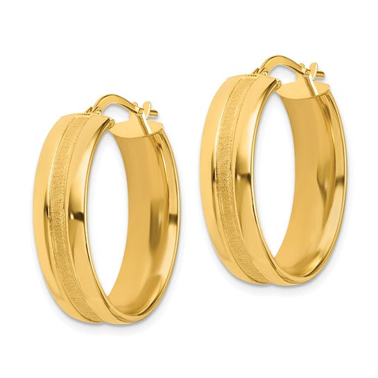 14K 25mm Satin and Polished Hoop Earrings